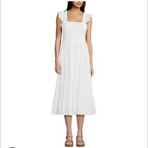 AND NOW THIS WOMEN'S WHITE SCOOP MECH RUCHED MAXI DRESS SIZE MEDIUM NWT